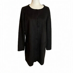 CATHERINE Malandrino Women’s Black Open Drape Cardigan- Size Large Faux Suede